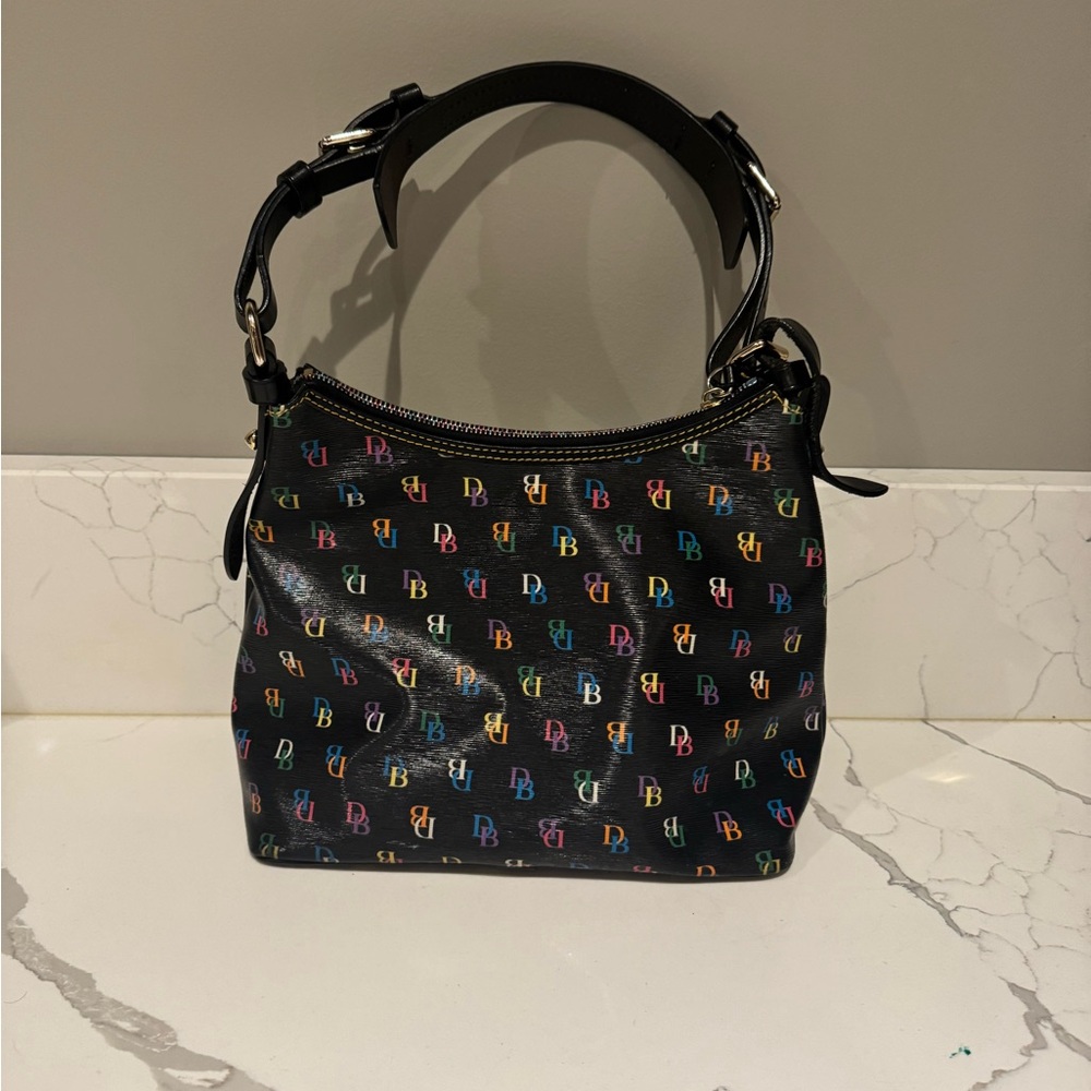 Dooney & Bourke Black Bag with Multicolor Logo - Picture 2 of 7